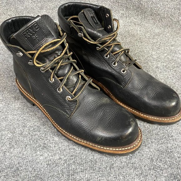 Frye Dakota Mens Boots 12 Black Leather Speed Lace Goodyear Welt - Picture 4 of 9